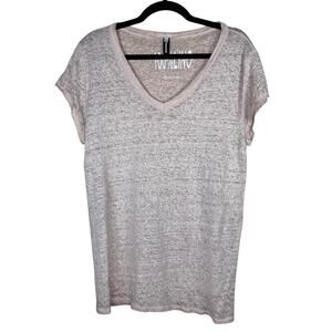 Venti6 Pink 100% Linen V-Neck Lightweight Short Sleeve Shirt Large